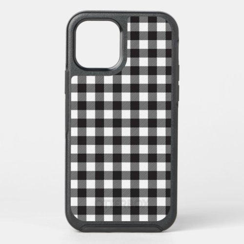 Black and White Buffalo Plaid iPhone Otter Box