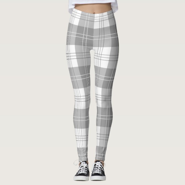 Black and White Buffalo Plaid Leggings (Front)