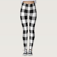 Black and White Buffalo Plaid Leggings