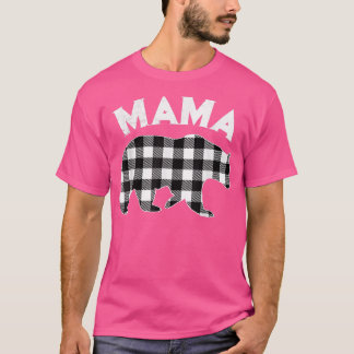Black And White Buffalo Plaid Mama Bear Christmas T-Shirt