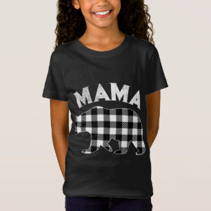 Black And White Buffalo Plaid Mama Bear Christmas T-Shirt