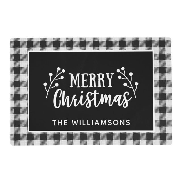 BLACK AND WHITE BUFFALO PLAID MODERN FARMHOUSE PLACEMAT (Front)