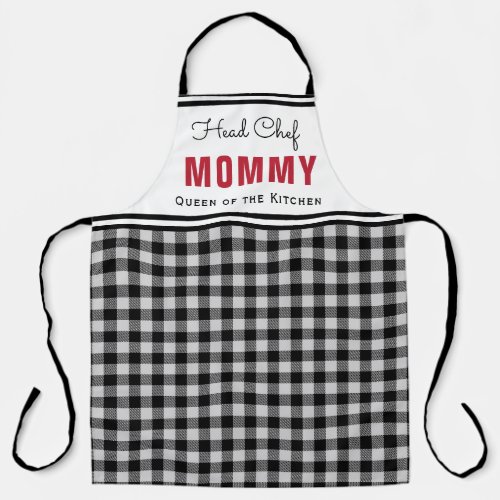 Black and White Buffalo Plaid Mommy Personalized Apron