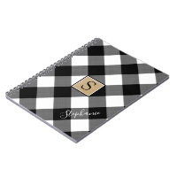 The Letter J - Monogram in Rainbow and Black Buffalo Plaid