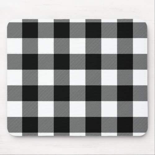 Black and White Buffalo Plaid Mouse Pad