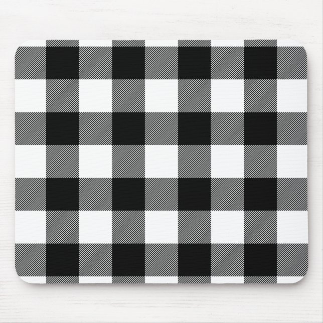 Black and White Buffalo Plaid Mouse Pad (Front)
