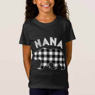 Black And White Buffalo Plaid Nana Bear Christmas  T-Shirt