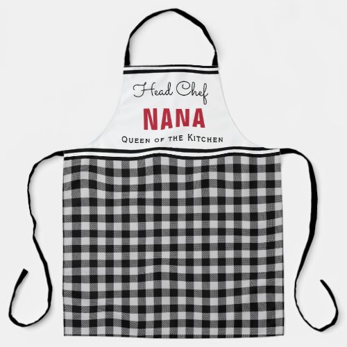 Black and White Buffalo Plaid Nana Personalized Apron