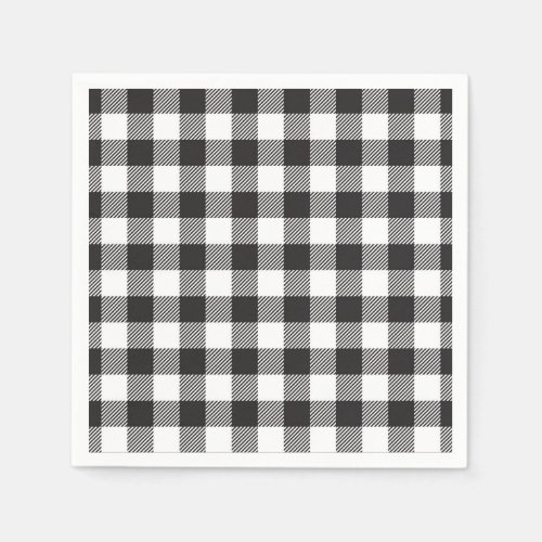 Black and White Buffalo Plaid Napkins