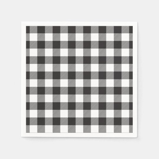 Black and White Buffalo Plaid Napkins | Zazzle.com