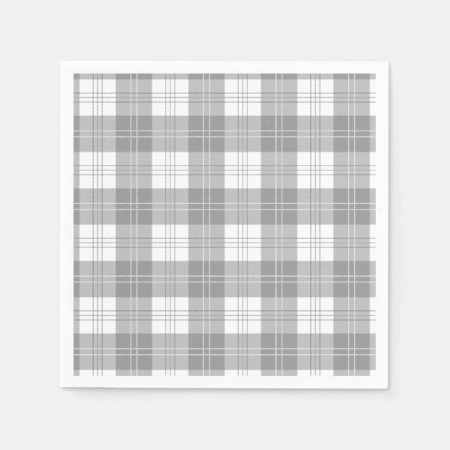 Black and White Buffalo Plaid Napkins (Front)