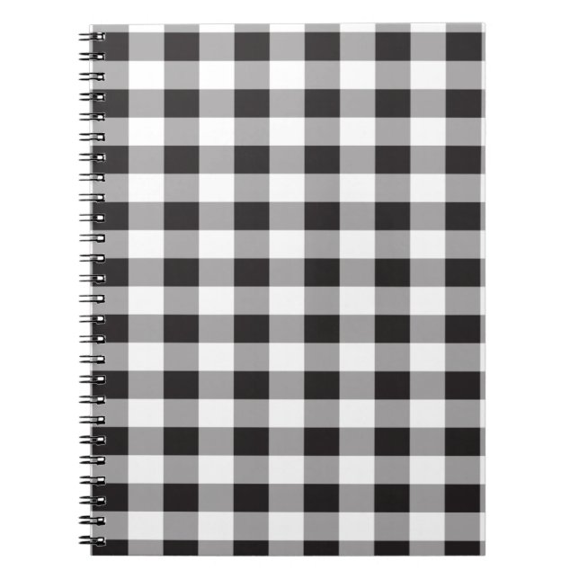 Black and White Buffalo Plaid Notebook (Front)