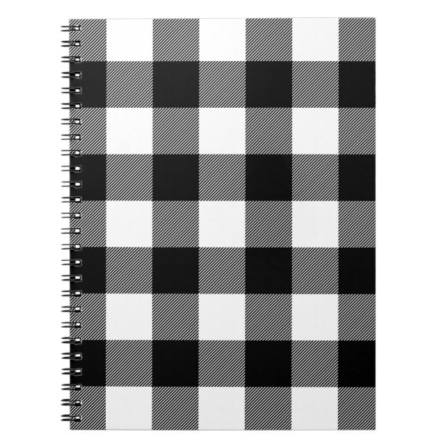 Black and White Buffalo Plaid  Notebook (Front)