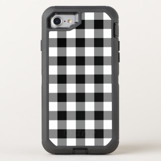 Black and White Buffalo Plaid OtterBox Defender iPhone 8/7 Case