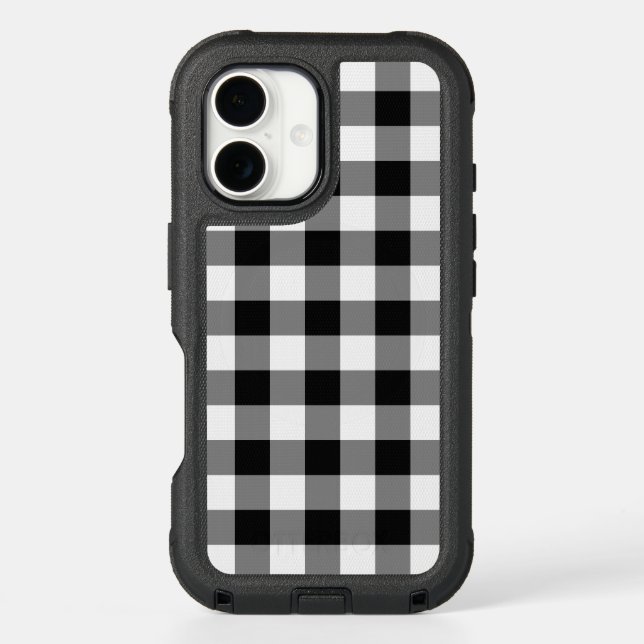 Black and White Buffalo Plaid Otterbox iPhone Case (Back)