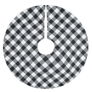 Black and White Buffalo Plaid Patter Brushed Polyester Tree Skirt