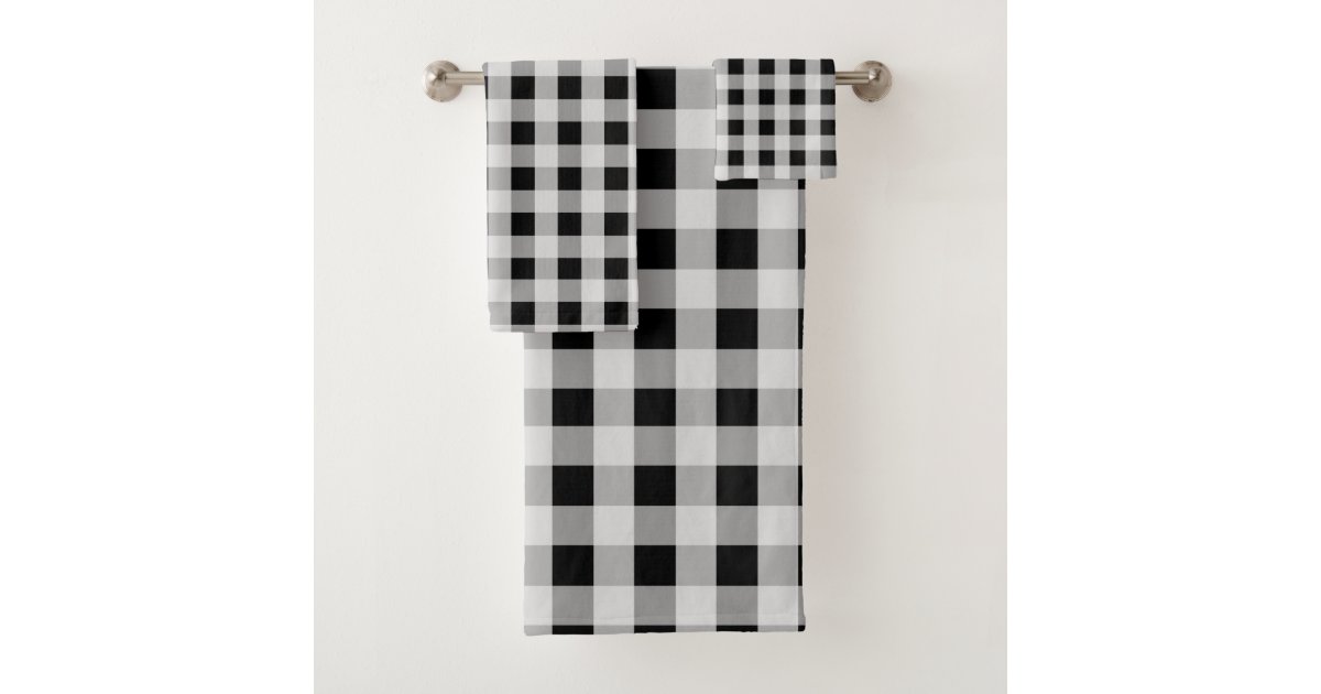 Black and White Buffalo Plaid Pattern Modern Bath Towel Set | Zazzle