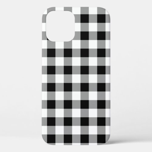 Black and White Buffalo Plaid Pattern iPhone 12 Case