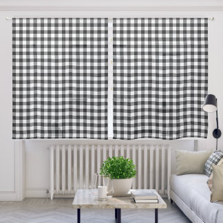 Black and White Buffalo Plaid Pattern Sheer Curtains