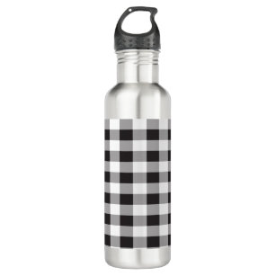 Black and White Buffalo Plaid Pattern Stainless Steel Water Bottle