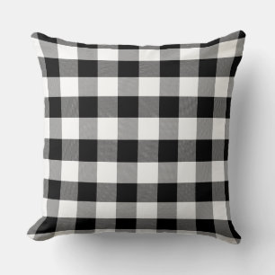 Black and White Buffalo Plaid Pattern Throw Pillow