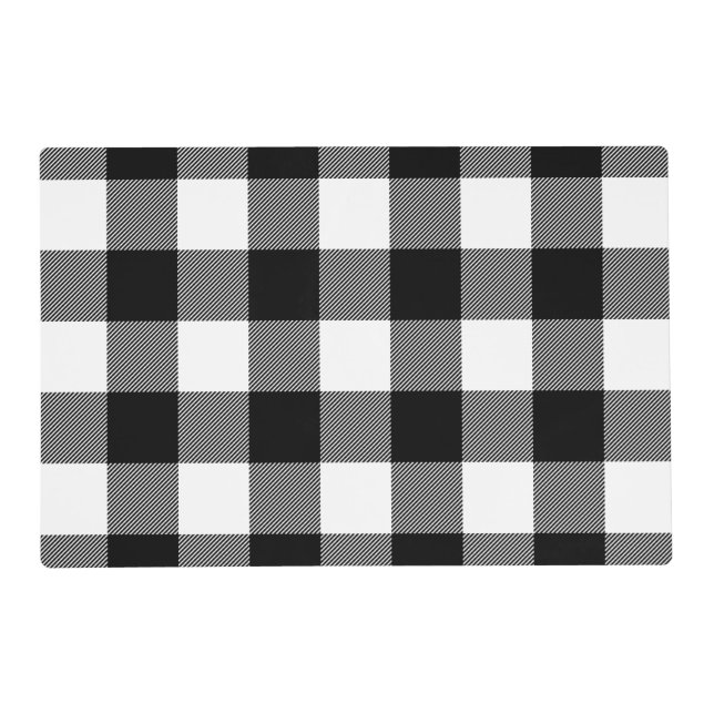 Black and White Buffalo Plaid Placemat (Back)