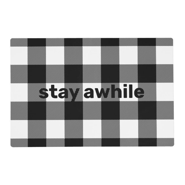 Black and White Buffalo Plaid  Placemat (Front)
