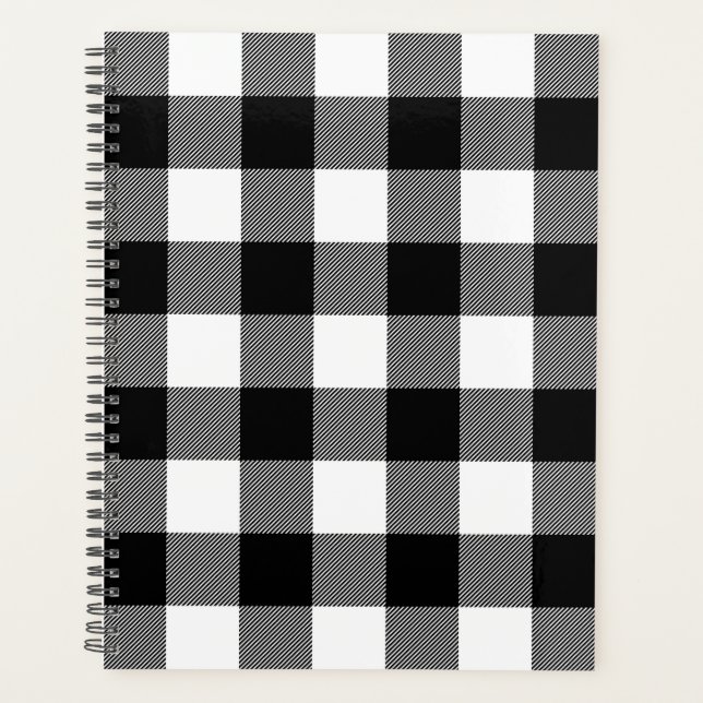 Black and White Buffalo Plaid  Planner (Front)