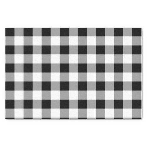 Black and White Buffalo Plaid Rustic Pattern Tissue Paper