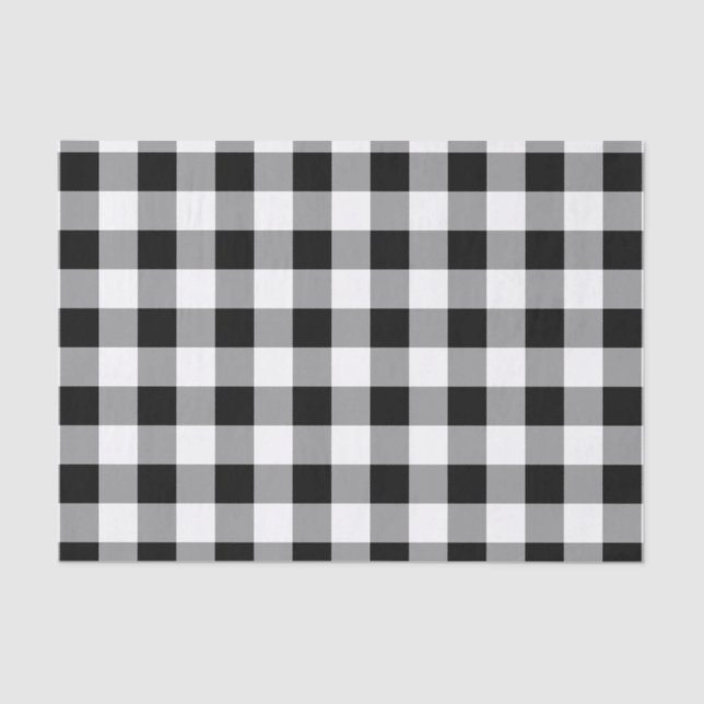 Black and White Buffalo Plaid Rustic Pattern Tissue Paper (Front)