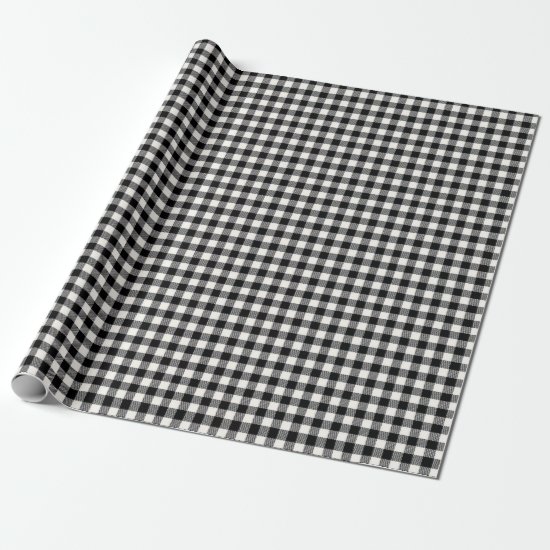 Black and White Buffalo Plaid Seamless Plaid Wrapping Paper