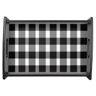 Black and White Buffalo Plaid Serving Tray