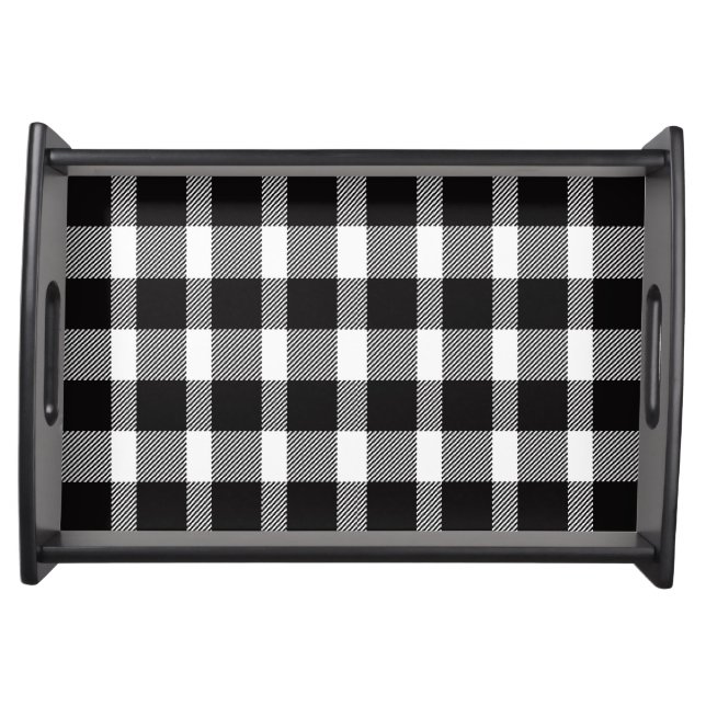 Black and White Buffalo Plaid Serving Tray (Front)