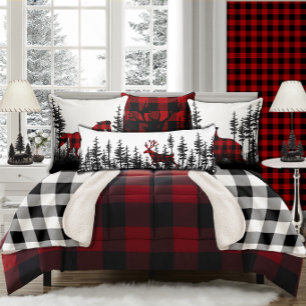Black And White Buffalo Plaid Sherpa Blanket