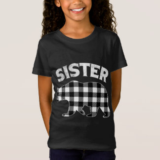 Black And White Buffalo Plaid Sister Bear Christma T-Shirt
