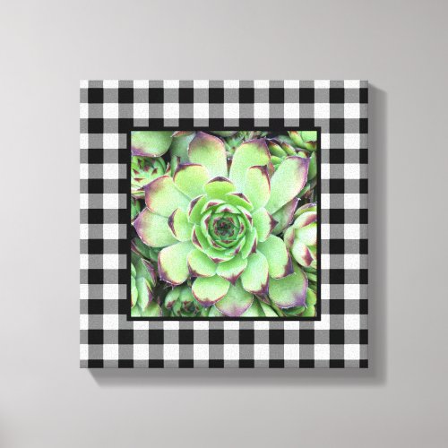 Black and White Buffalo Plaid Square Photo Canvas Print