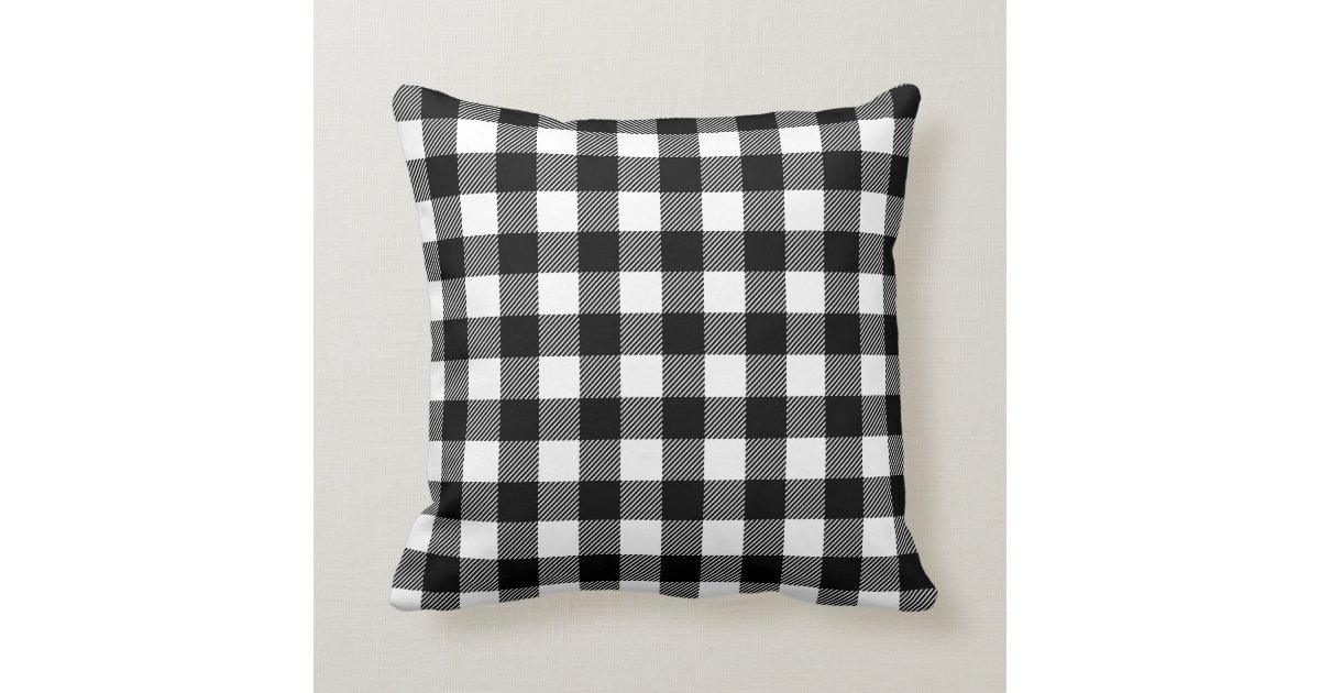 Black and White Buffalo Plaid Throw Pillow