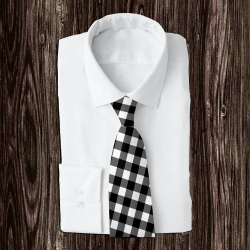 Black and White Buffalo Plaid Tie Checkered Neck Tie