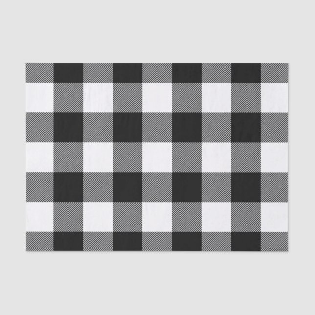 Black and White Buffalo Plaid Tissue Paper (Front)