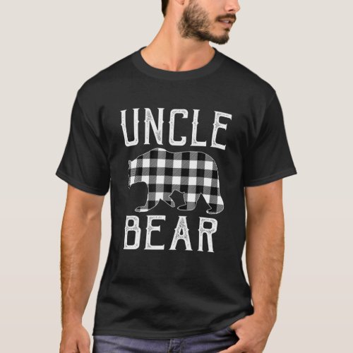 Black And White Buffalo Plaid Uncle Bear Christmas T_Shirt