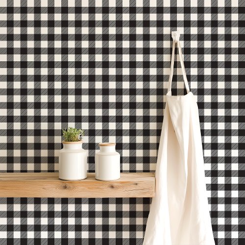 Black and White Buffalo Plaid  Wallpaper