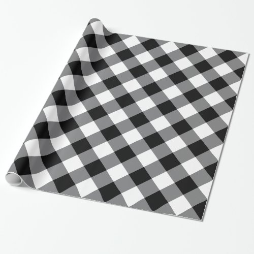 Black And White Buffalo Plaid Wrapping Paper