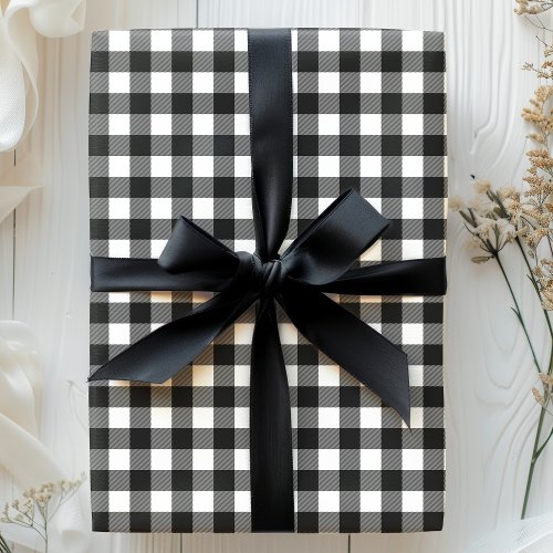 Black And White Buffalo Plaid Wrapping Paper
