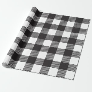 Black and White Buffalo Plaid Wrapping Paper