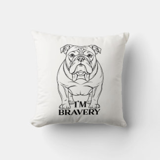 Black and White Bulldog Serious Expression Throw Pillow