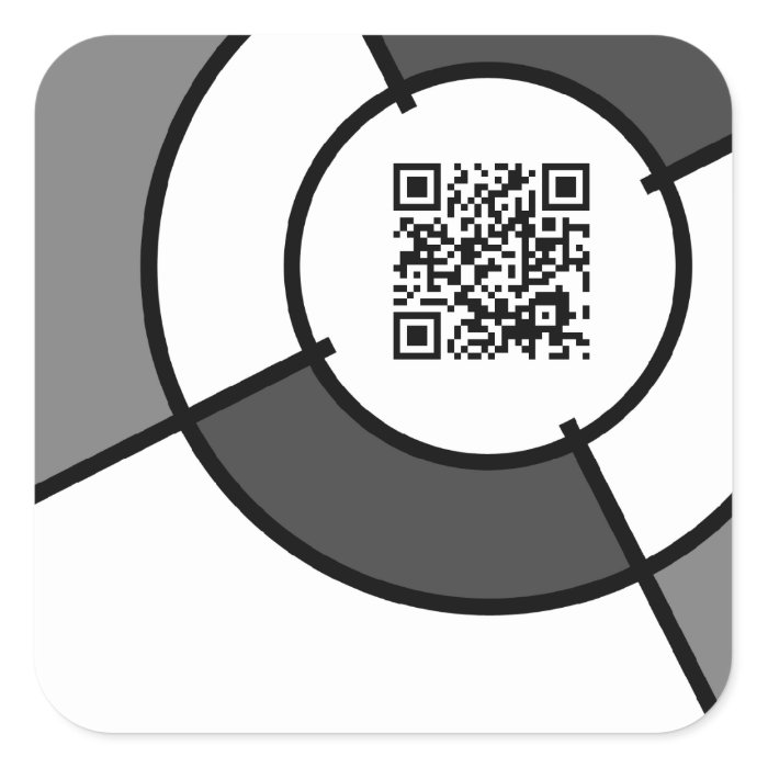 black and white bullseye QR code Stickers