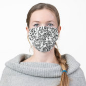 Black and White Bunny Rabbit Animal Pattern Adult Cloth Face Mask (Worn)