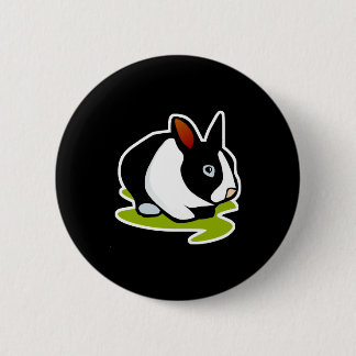 black and white bunny rabbit button