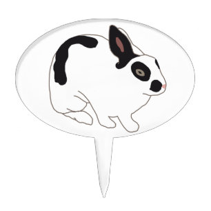 Black and White Bunny Rabbit Cake Topper