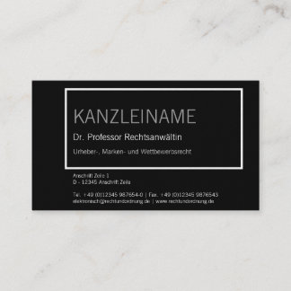 black and white business card